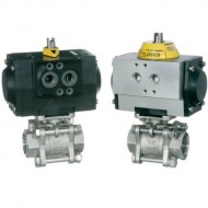 Шаровый кран, 2-ходовой, 3-х составной, нерж. сталь, Dn8-100, Pn63 BSP/ NPT/под приварку встык/под приварку внахлест с пневмоприводом