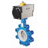 Дисковый затвор LUG с уплотнением PTFE с пневмоприводом 