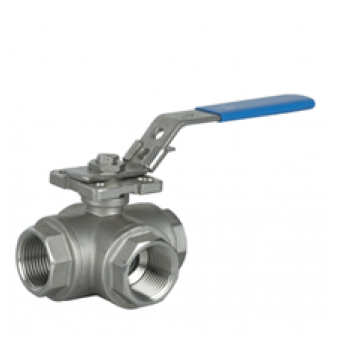 Шаровый кран, 3-ходовой, L-/T-порт, нерж. сталь, Dn8-65, Pn63 BSP/NPT