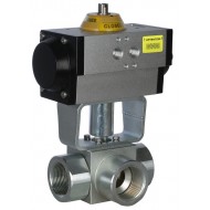 Шаровый кран, 3-ходовой, L-/Т-порт, углерод. сталь, Dn8-40, Pn350-400 BSP/NPT/под приварку встык/под приварку внахлест с пневмоприводом