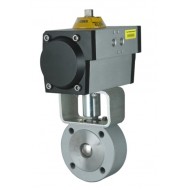 Шаровый кран, 2-ходовой,фланцевый, тип WAFER, углерод. сталь, Dn15-150, Pn16-40 с пневмоприводом
